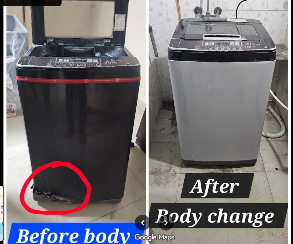 Washing machine before and after repair